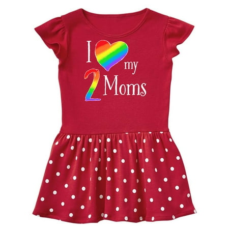 

Inktastic I Love my Two Moms- Pride Rainbow Heart Gift Baby Girl Dress