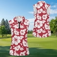 thumbnail image 5 of Jeiento Golf Shirts for Women and Men Quick Dry Short Sleeve Collared Golf Shirts for Men Breathable Sleeveless Tennis Shirt Hibiscus Flowers Couple Golf Wear, Red, 5 of 7