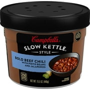 Campbell's Slow Kettle Style Bold Beef Chili with Pinto Beans and Jalapenos, 15.5 Ounce Microwavable Bowl
