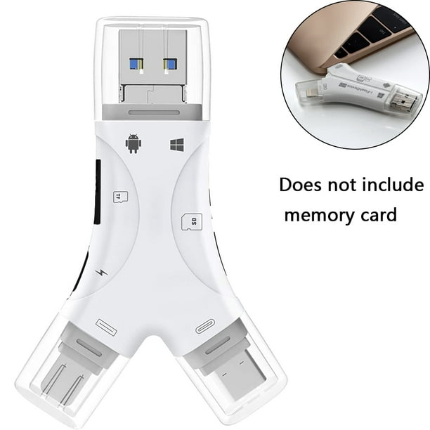 Lecteur de carte SD pour iPhone/iPad/Android/Mac/ordinateur/appareil photo,  lecteur de carte Micro SD 4 en 1, lecteur de carte mémoire portable,  adaptateur de carte SD compatible avec les cartes SD et TF. 