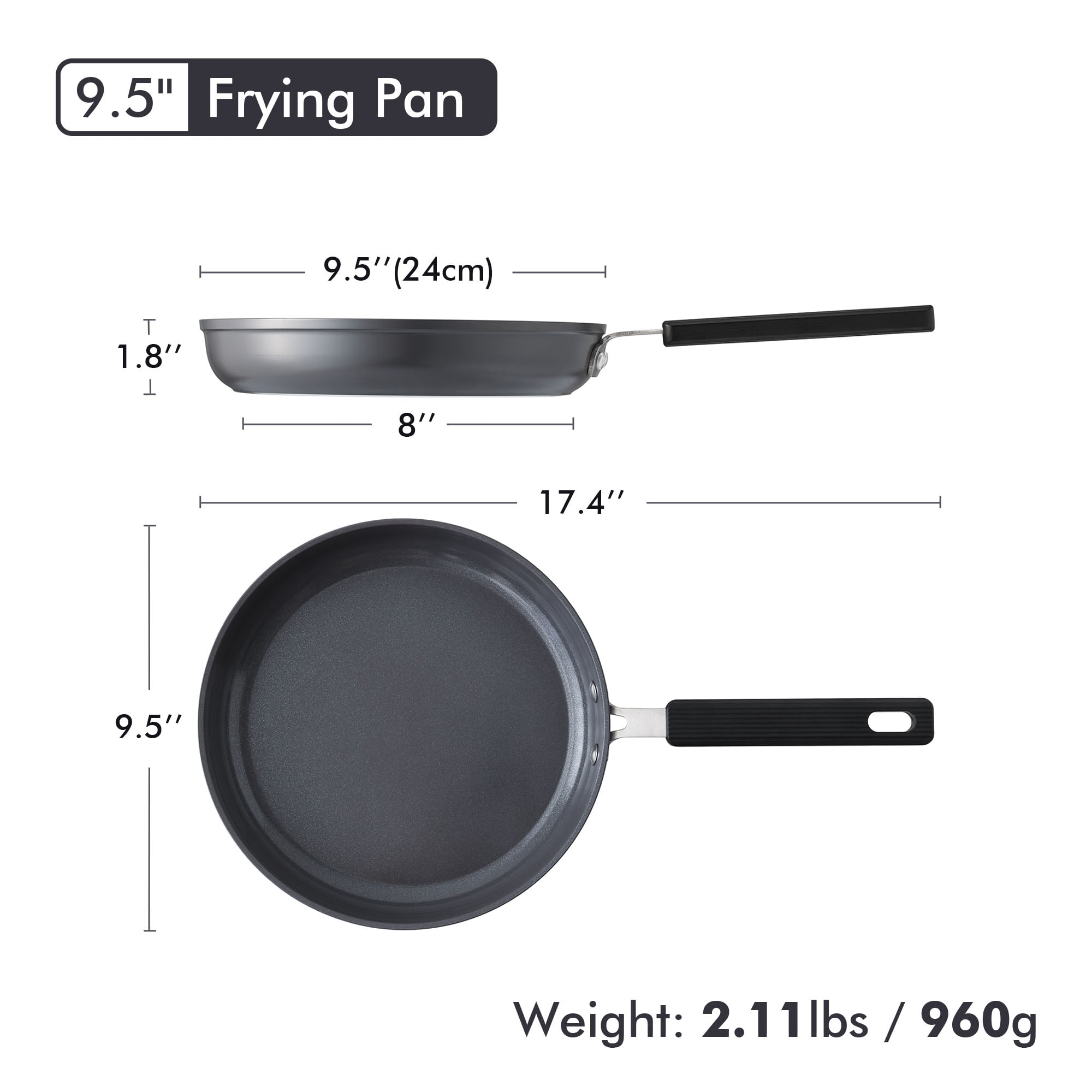 SENSARTE Ceramic Nonstick Frying Pan Skillet, 9.5'' Omelet Pan Egg Pan, Space Saving Kitchen with Anti-Scald Handle, Induction Compatible, Gray