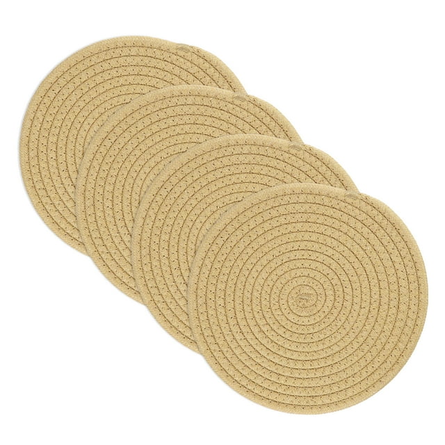 Uxcell 4 Pcs Trivets para Platos Calientes, Posavasos de Algodón de 8 Pulgadas para Ollas y Sartenes, Trivet Tejido de Cuerda de Algodón Resistente al Calor para Mesa de Cocina, Caqui