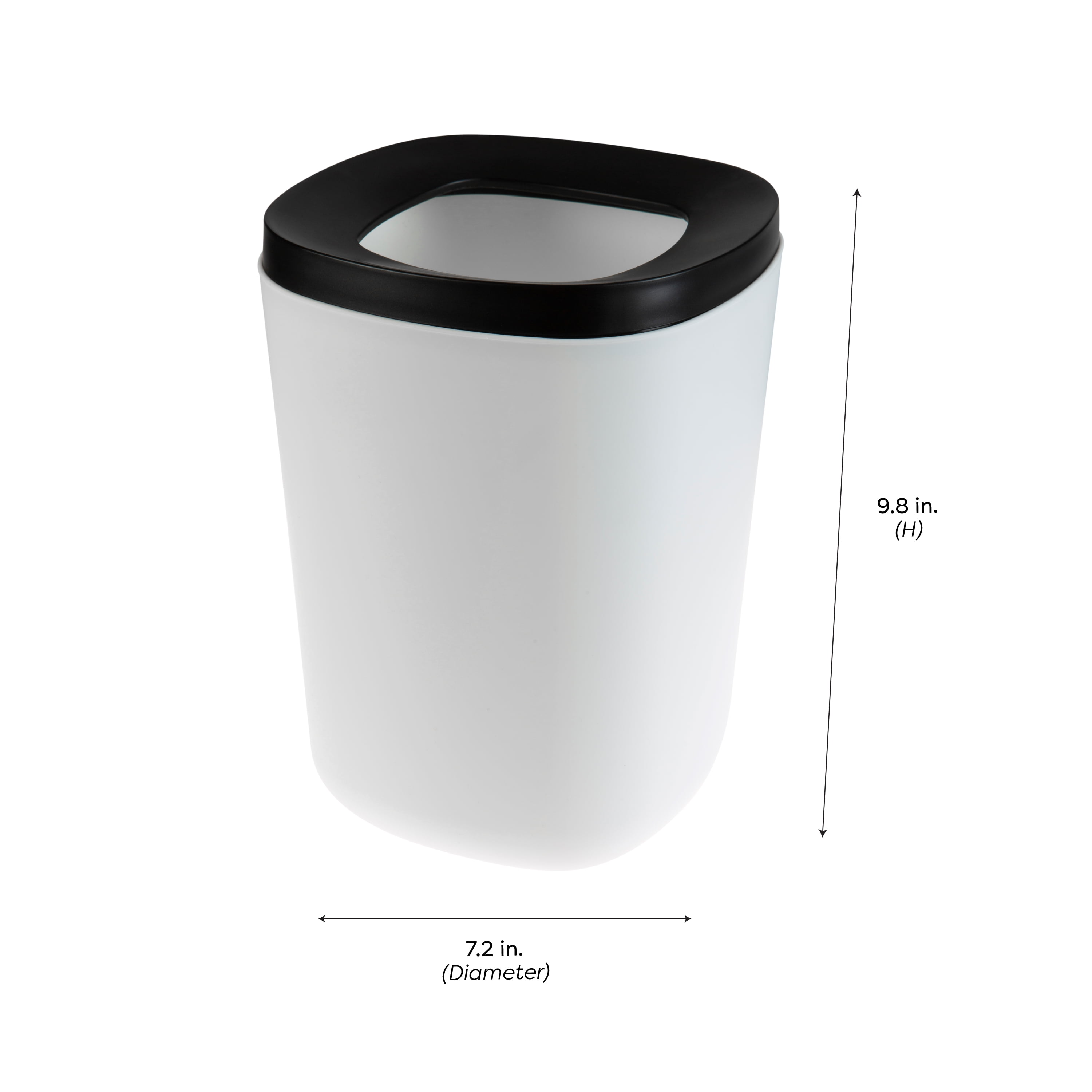 Bath Bliss 2 Pack 2 Tone Two Piece Plastic Wastebasket in Black & White