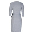 thumbnail image 4 of RYRJJ Women's Elegant Wedding Guest Dresses V Neck 3/4 Sleeve Faux Wrap Ruched Bodycon Sheath Cocktail Party Work Dress(Gray S), 4 of 5