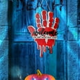 thumbnail image 6 of Opvise Halloween Door Sign Spooky Red Handprint Indoor Outdoor Front Door Wall Hanging Decoration Welcome Doorplate Red, 6 of 7