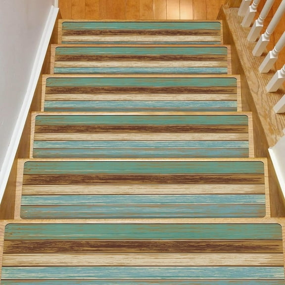 Galmaxs7 Non Slip Staircase and Floor Step Tread, Soft Microfiber Wooden, 8" x 30", 15 Pack