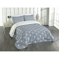thumbnail image 3 of Ambesonne Geometric Quilted Bedspread Set 3 Pcs, Nautical Wave Pattern, Queen Size, Grey White, 3 of 5