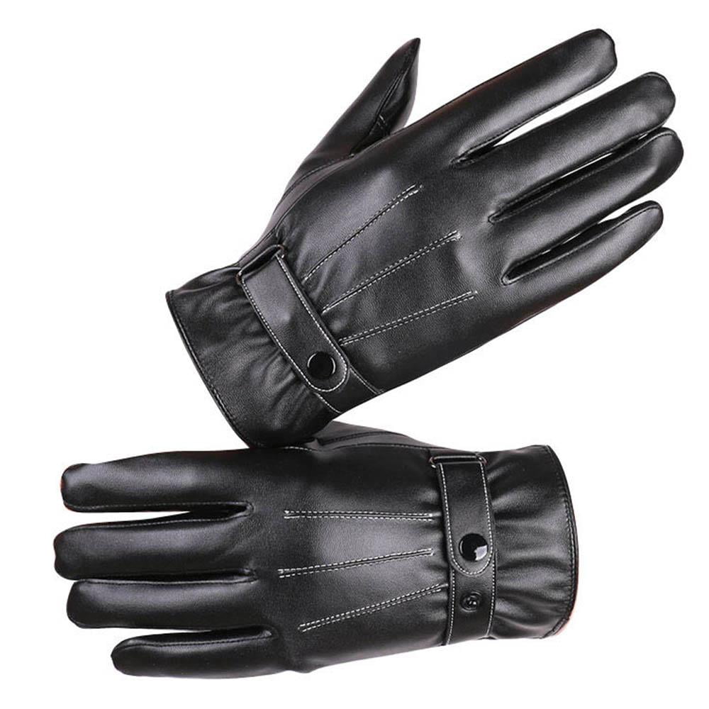 Winter Lined Mens Black Leather Gloves for Winters Touchscreen warm