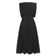 thumbnail image 4 of IROINNID Clearance Formal Dress for Women Wedding Guest Evening Night Party Dress Elegant Summer Gentle Sleeveless Round Neck Pleated Solid Color Dress,Black, 4 of 8