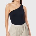 thumbnail image 2 of Women's One Shoulder Bodysuit, Slim Fit, Sleeveless, Backless Top with Neckline, Polyester & Spandex, 2 of 4