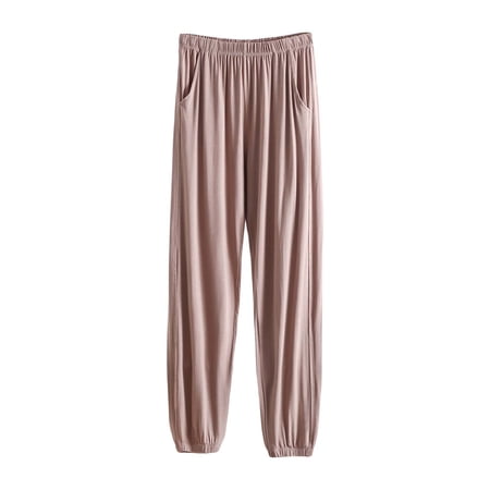 JJHGVB Pajama Pants Sleepwear Pj Bottoms Pants with Pockets Thin Pj Pants Home Wear Bottoms Women s Pants Soft Lightweight Basic Pajama Pants Modal Pajama Pants Stretch Loose Pants Khaki 6XL