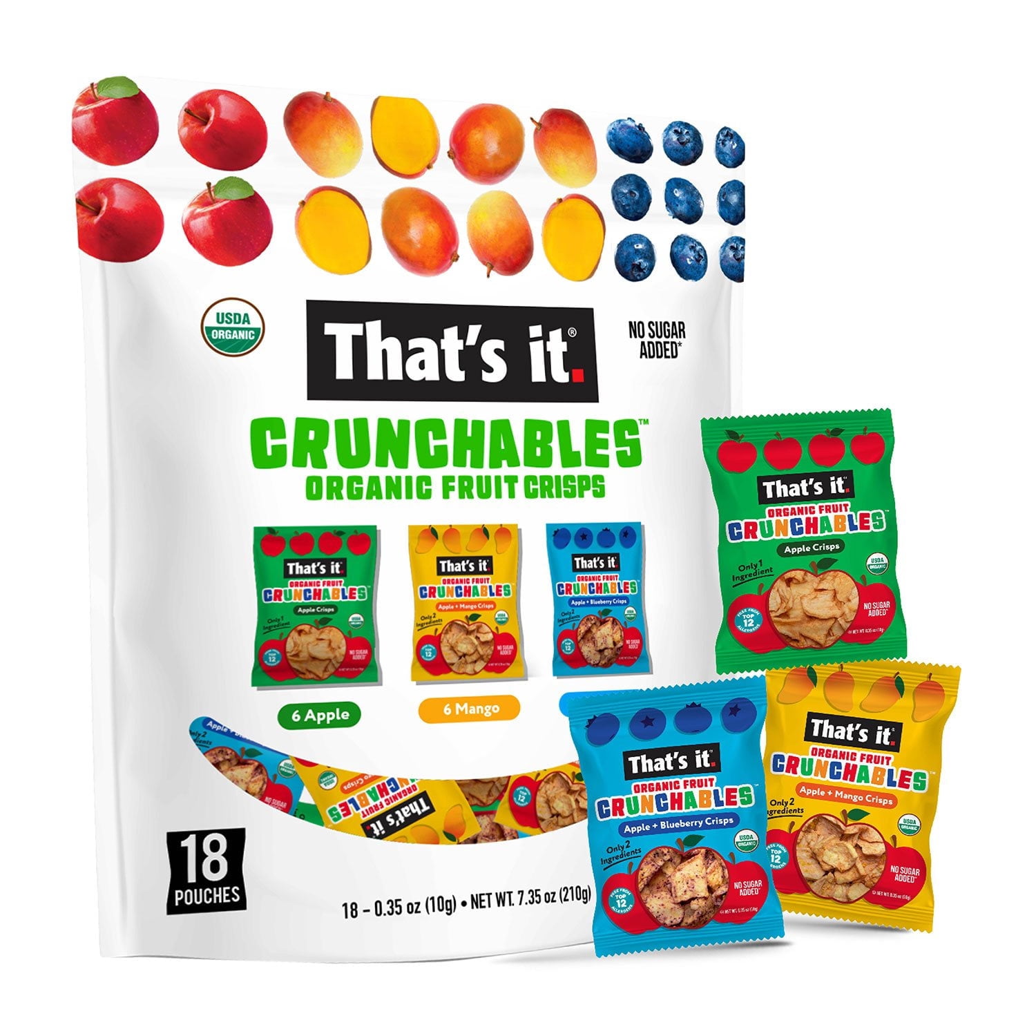 That’s It Crunchable Assorted Fruit Snacks, Variety Pack 18 Count With White Bowl By OMA