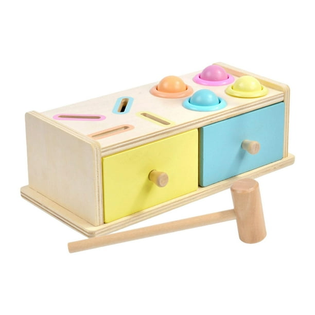 Caja de caída de bolas, juguete de madera para golpear, juguete sensorial educativo a juego con cajón, caja de caída de madera, juguete para niños y