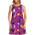 thumbnail image 1 of Bixox Robe Sans Manches Imprimée Halloween2 pour Femmes avec Poches, Robe Décontractée Longueur Genou pour l'Été-Moyen, 1 of 7