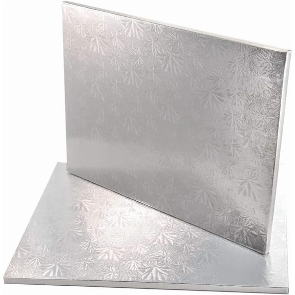 Cake S.O.S 14x10 Inches Silver Rectangle Cake Thin Drum Board, 1/4″ Thick, (25-Pack)