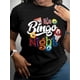 thumbnail image 1 of Women'S Casual Bingo Night Graphic T-Shirt, Short Sleeve Crew Neck, Knit Fabric, Alphabet Print Top for All Seasons, Regular Length Tee For Adult, Men, Women, Teen, Teenager, Adolescent, Youth, 1 of 2