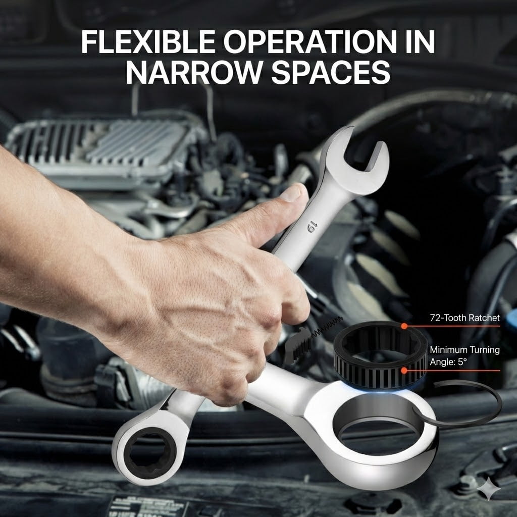 Combination Wrench Set, 30-Piece Ratcheting Wrench Set with Organizer Rack, Cr-V Steel Wrench Set SAE 1/4" to 1", Metric 8 mm to 24 mm, Ideal for General Household, Garage, Workshop, Emergency