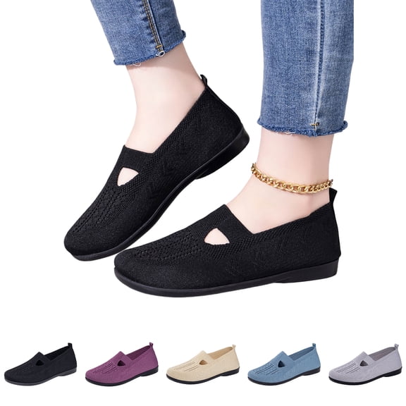 Women's Breathable Old Beijing Style Slip-On Soft Sole Non-Slip Casual Daily Mom Loafers Purple 42