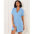 thumbnail image 2 of Ekouaer Nightgowns for Women Bamboo Viscose Sleep Shirts Button Down Night Shirt Short Sleeve Boyfriend Pajama Dress, 2 of 6
