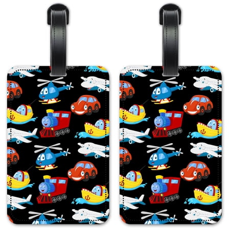 Cute Transportation - Luggage ID Tags / Suitcase Identification Cards - Set of 2