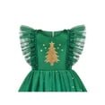 thumbnail image 4 of Girls Dress Green Christmas Tree Golden Star Glitter Party Pageant Ruffle 8 Years, 4 of 6
