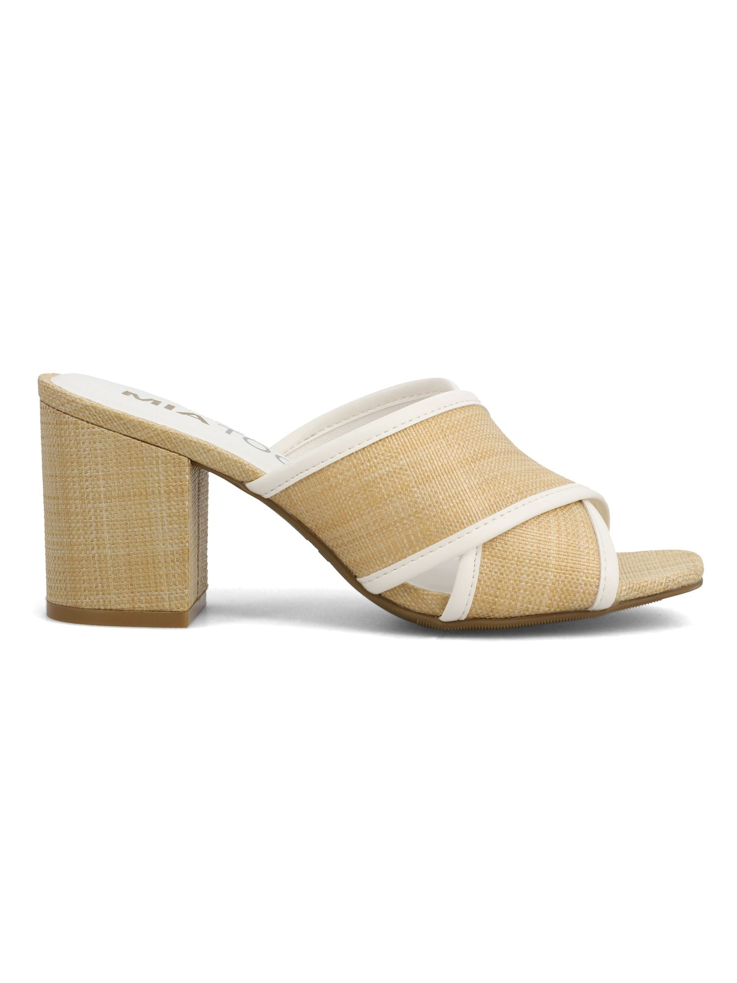 Mia Too Women's Slide Raffia Block Heel Sandal