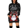 thumbnail image 2 of Noël Femmes Sweat-Shirt Chaud Col Rond Cardigan Capuche Mode Veste Manches Longues Noël Pull Vacances Imprimé Mi-Longue Fermeture Outwear, 2 of 6