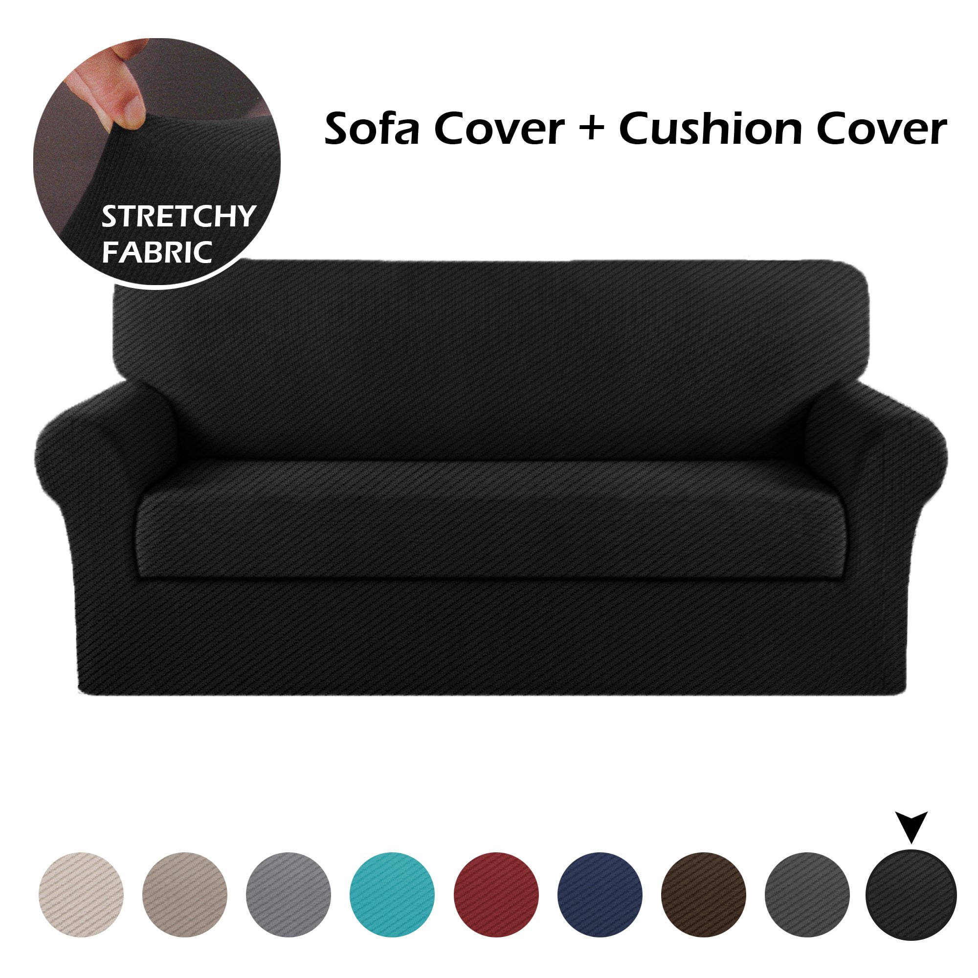 Black Fenteer 2pcs Armrest Covers Anti-Slip Furniture Sofa Armchair Arm Protector 
