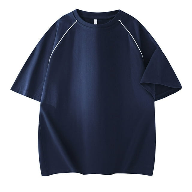 Styesk T Shirts for Man Man Round Neck Loose Shoulder Collar Inserting Line Shoulder Insert Short Sleeve T-shirt Large Size Fallow Blouse