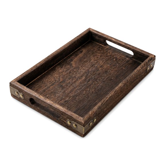 Tea Tray, Wooden Serving Tray – Rustic Retro Plate Platter for Tea, Fruit, Snacks, Coffee, Breakfast Table