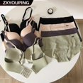 thumbnail image 2 of Conjunto De Sujetador De Seda De Hielo Inalámbrico Para Mujeres Push Up Bra Hermosa Espalda Sexy Ropa Interior Cómoda Sin Costuras Panty, 2 of 5