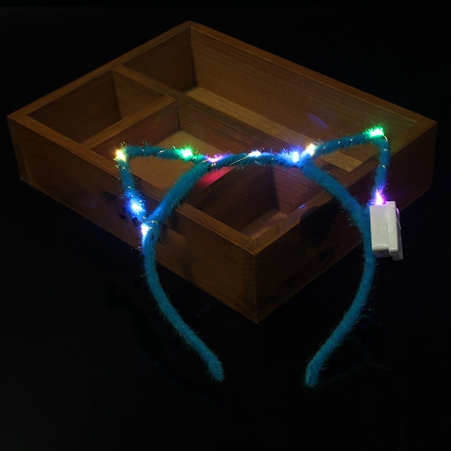 10 diademas con orejas de gato LED al azar, diademas iluminadas, lindas diademas de gato para fiestas y conciertos