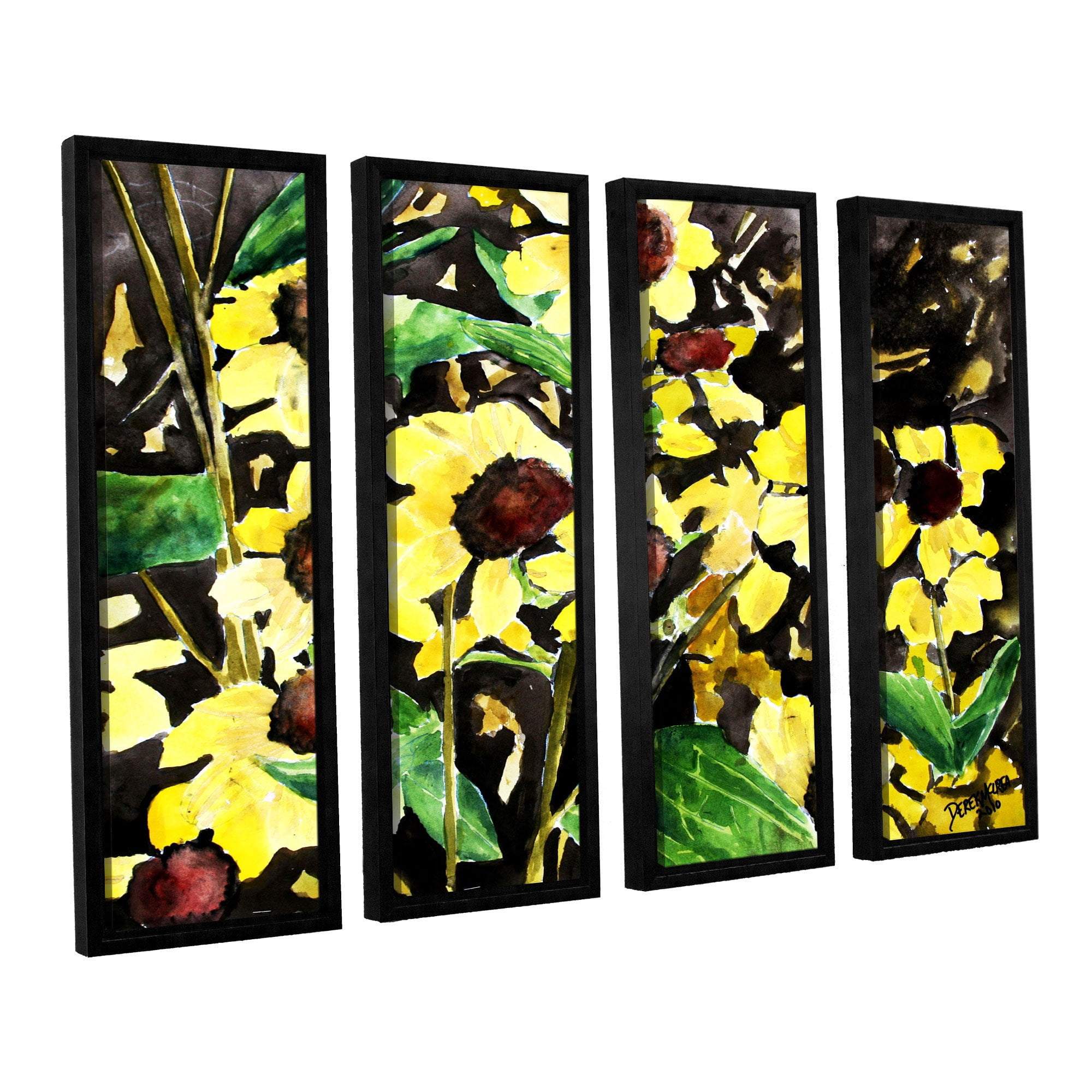 ArtWall Derek Mccrea "Black Eyed Susan" 4-Piece Floater-framed Canvas Set