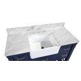 thumbnail image 3 of Charlotte 48" Farmhouse Bathroom Vanity with Royal Blue Cabinet and Carrara Marble Top, 3 of 6