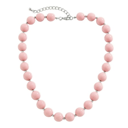 YIEMEEN Pink Acrylic Beaded Necklaces Clavicle Chain Necklace Jewelry for Women Men