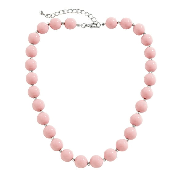 YIEMEEN Pink Acrylic Beaded Necklaces Clavicle Chain Necklace Jewelry for Women Men