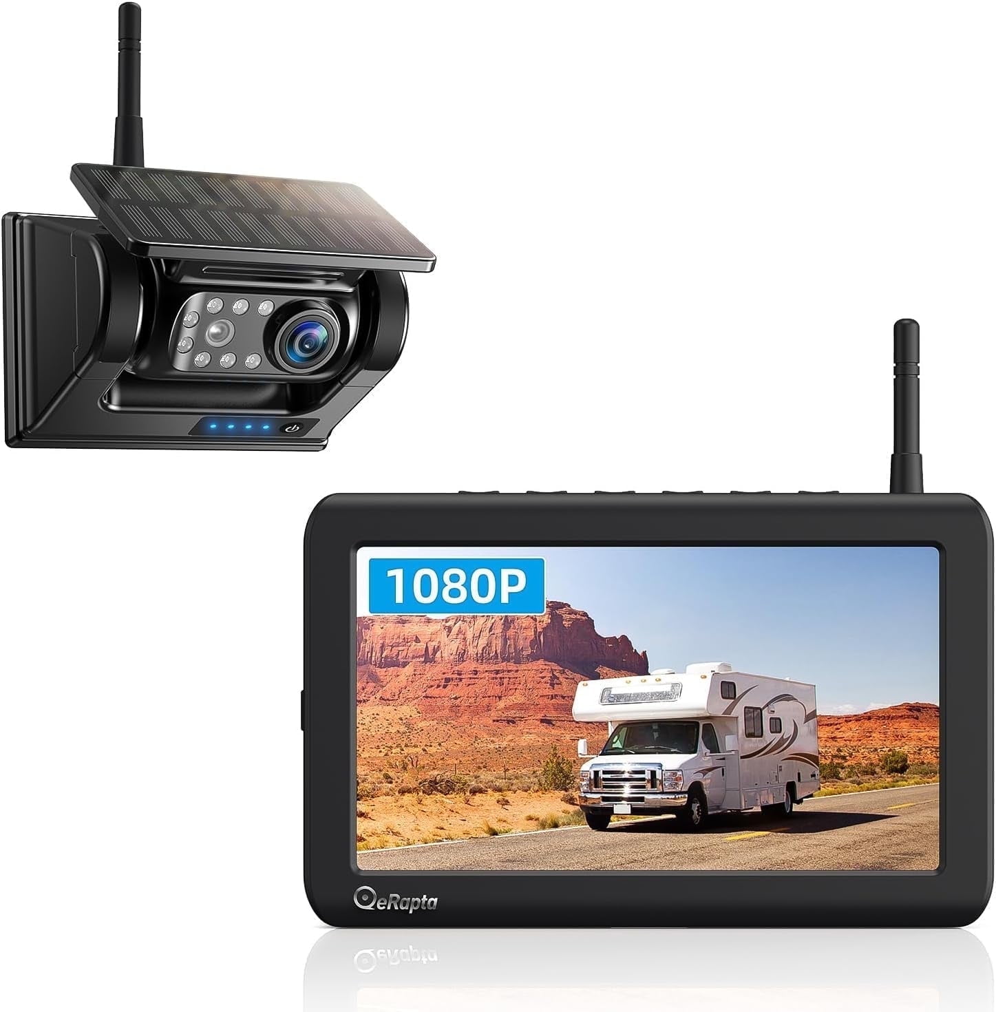 2 Magnetic Solar Wireless Backup Camera Kit With 7" HD Monitor – For Trucks, RVs, Trailers (Night Vision, Motion Alert)