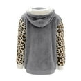 thumbnail image 5 of Tejiojio Coats Women's Long Sleeve Hooded Casual Plush Zip-Up Leopard Print Solid Color Patchwork Jacket Outwear Coat, 5 of 5