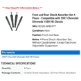 thumbnail image 2 of Front and Rear Shock Absorber Set 4 Piece - Compatible with 2007 Chevy Silverado 1500 HD Classic, 2 of 2