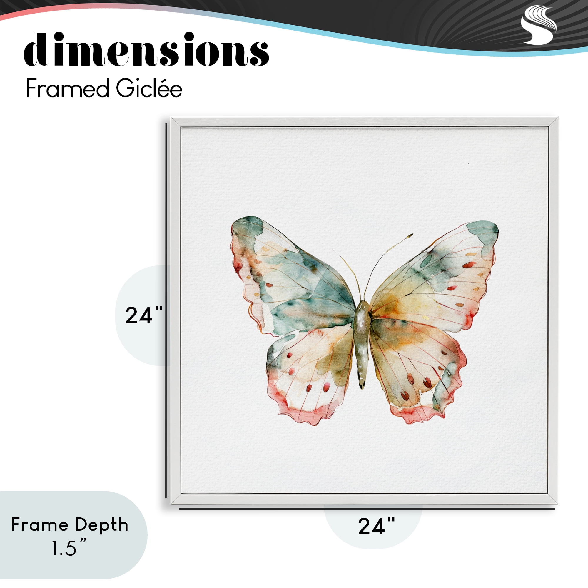 Stupell Industries Muted Watercolor Butterfly White Framed Giclee Art, design by Kim Allen