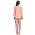 thumbnail image 3 of MintLimit Women's Pink Plaid Check Long Sleeve Shirt and Pants Pajamas Sleepwear Lounge Set, 3 of 4