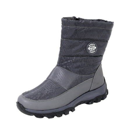 

NECHOLOGY Slip on Snow Boots for Women Mid Calf Velvet Warm Water- Winter And Mid- Boots Snow Boots Women Size 91/2 Grey 7.5