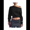 thumbnail image 3 of Suéter Corto de Larga con Hombros Descubiertos para Mujer, Moderno Jersey de Punto Acanalado Suave con Cuello . Negro M, 3 of 10