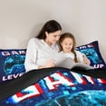 thumbnail image 4 of Feelyou 3D Neon Gamepad Bedding Comforter Set 7 Pieces for Boy, Dreamy Blue Square Abstract Full Bedding Set, Game Level Up Reversible Fitted Sheet Flat Sheet, Breathable Home Decor, 4 of 8