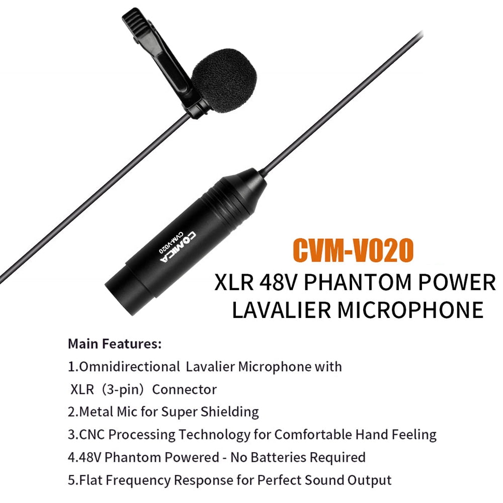 COMICA Microphone,Compatible With Video Condenser Mic Condenser Mic Xlr Compatible With Xlr 48v Lavalier Mic Xlr 48v Cvm-v02o Dsfen Eryue Cvm-v02o