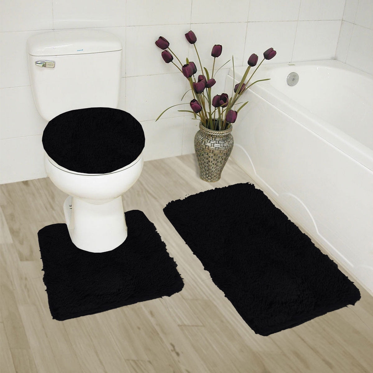 Dog Bath Mat Deer Toilet Seat Cushion U-shaped Pad Horse Non-Slip Floor Rugs 3PC 