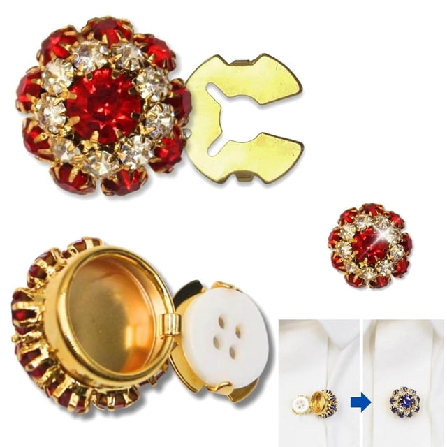 Meitianfacai Rhinestone Button Covers Crystal Buttons For Clothing Detachable Shirt Button Clips Buttons Jewelry Button Snaps With Pliers Press