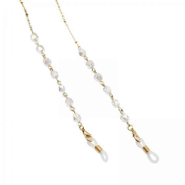 Milaget 2x Chaîne de Lunettes de Soleil à Perles Mode Support de Lunettes de Lecture Cordon Blanc 2 Pcs