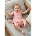 thumbnail image 4 of BemeyourBBs Toddler Girls Summer Clothes Cute Infant Baby Girl Summer 2 Piece Outfit 6 12 18 24 Months 2 3 4 Years Shoulder Bows Sleeveless Ruffled Tank Top and Shorts Set, 4 of 9