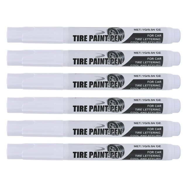 Marqueur Permanent pour Pneu Blanc, Longue Durée 6 Pcs 1g Marqueurs pour Pneu Lettrage DIY Contour Précis Multifonctionnel pour Usage Extérieur